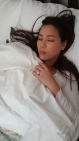 Hubby took this photo of me taking a Sunday afternoon nap with a full face of makeup on!